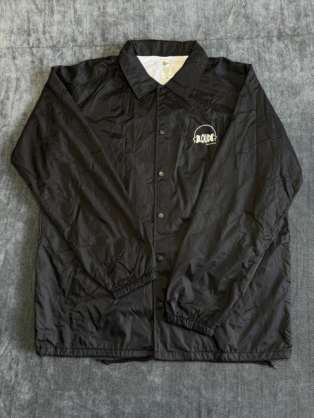 The Thread Shop Loud Records Coaches Jacket Mens 2X Black Long Sleeve 100% Nylon