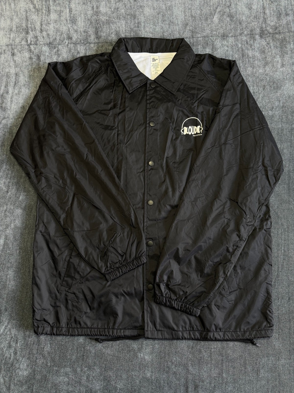 The Thread Shop Loud Records Coaches Jacket Mens 2X Black Long Sleeve 100% Nylon