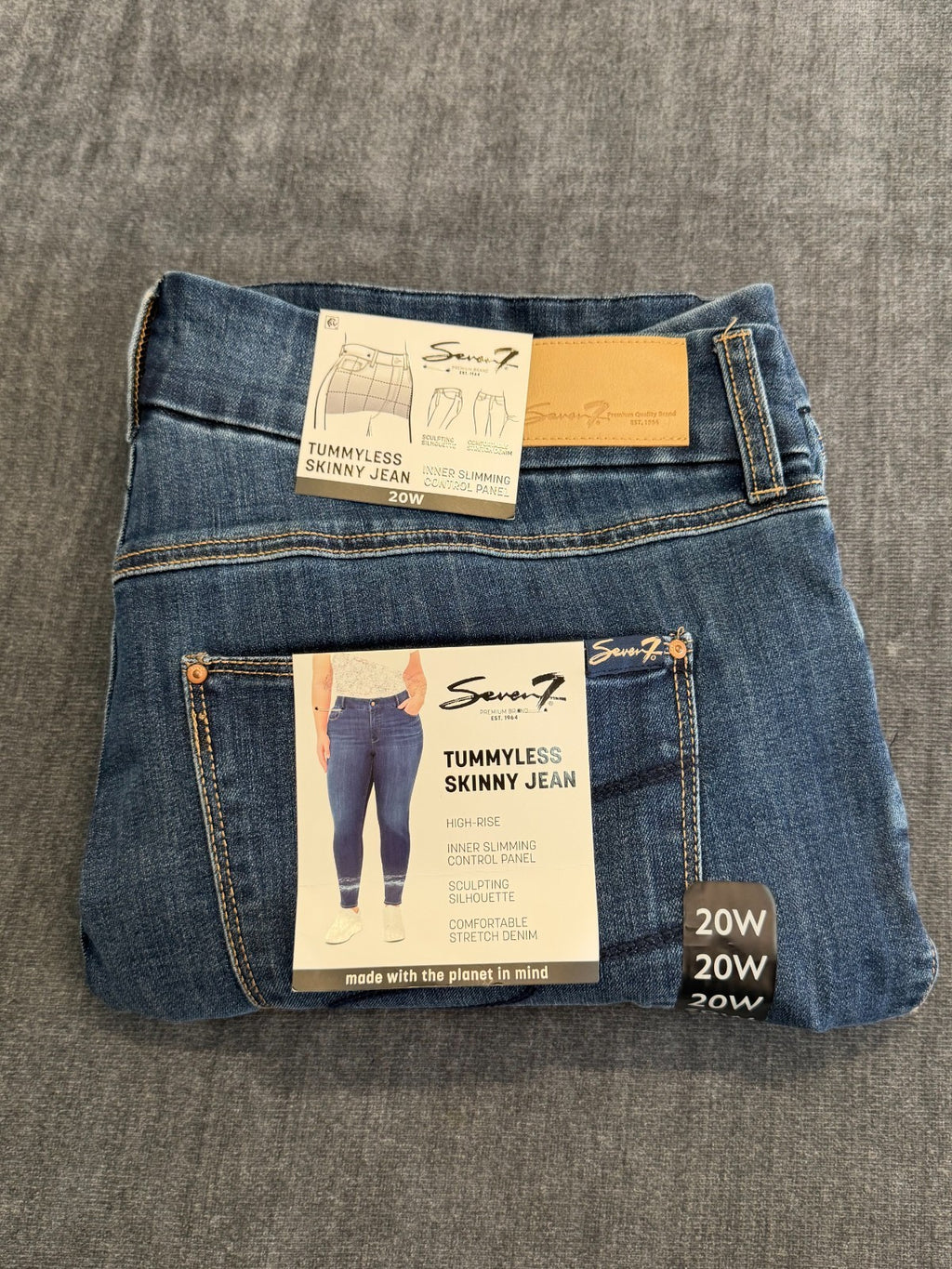 NWT Seven 7 Tummyless High Rise Skinny Jeans Women's 20W Blue Denim Medium Wash