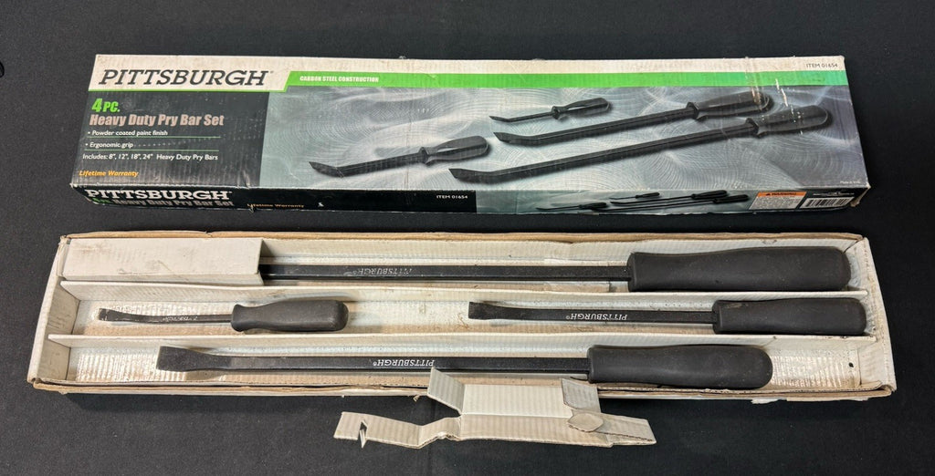 Pittsburgh Pry Bar Tool Set 4-Piece Heavy Duty High Carbon Steel Ergonomic Grip