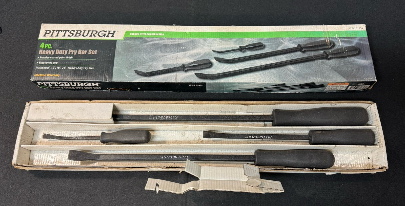 Pittsburgh Pry Bar Tool Set 4-Piece Heavy Duty High Carbon Steel Ergonomic Grip