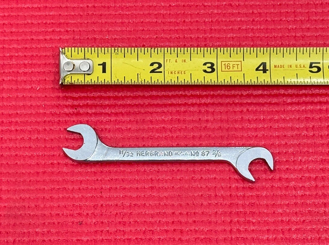 Vintage Herbrand No. 87 SAE 11/32" X 3/8" Mini Ignition Open End Wrench USA