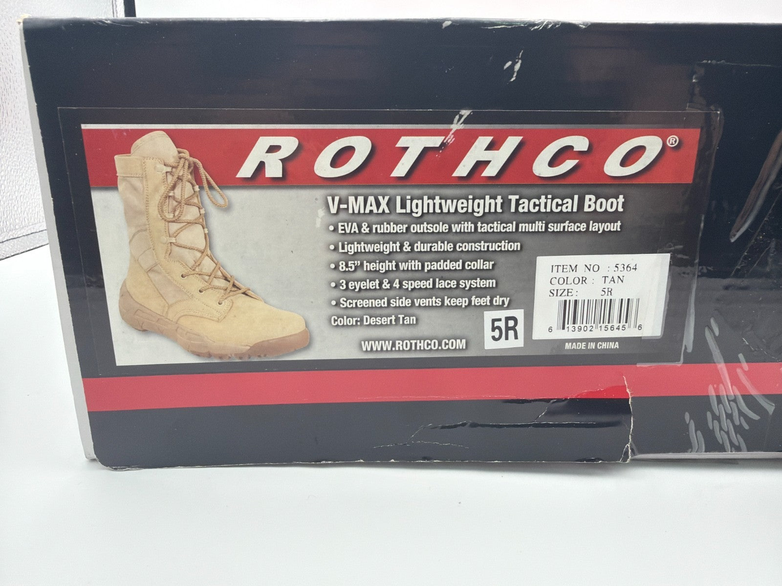 NWT Rothco V-Max Lightweight Tactical Boot Men's 5R Coyote Brown Lace Up Hiking
