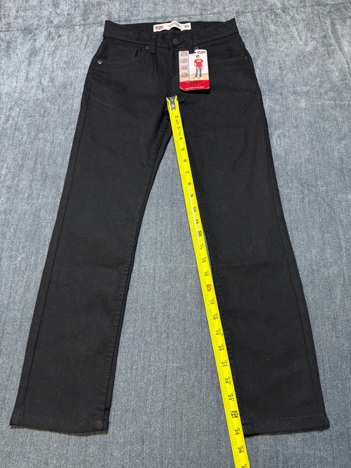 NWT Levi's 511 Slim Fit Performance Jeans Boys 10 Black Denim Stretch Straight
