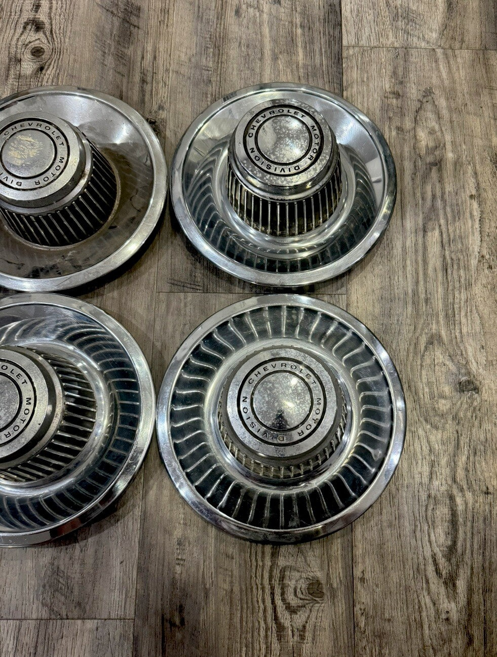 1968-82 Chevrolet Rally OEM Wheel Center Hub Caps Corvette Camaro 4 PC SET