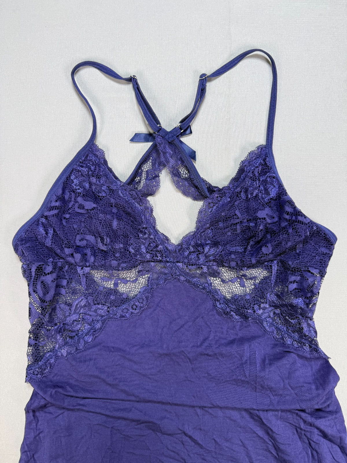 Avidlove Lace Chemise Sleepwear Lingerie Women's Small Navy Blue Valentines Day