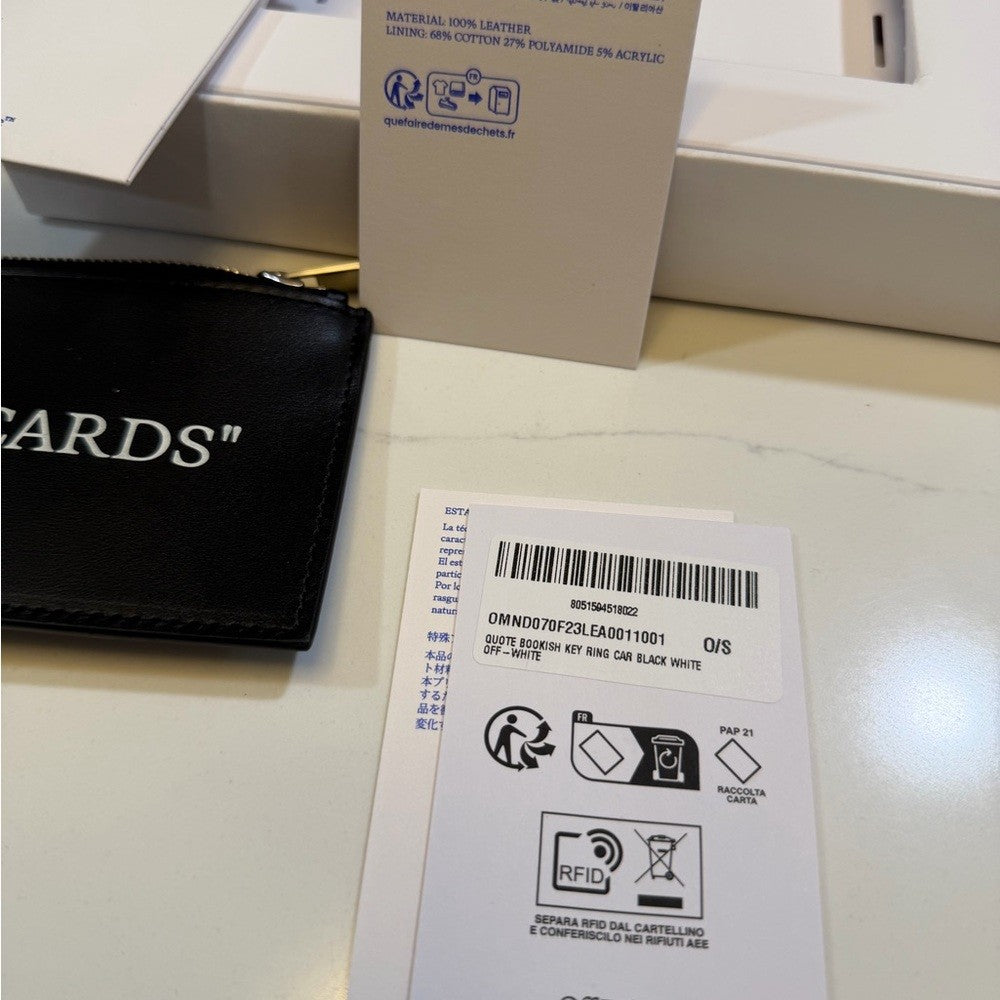 Off-White Black Card Holder with Chain