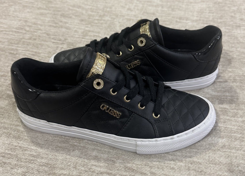 Guess GW Loven Womens Black/White/Gold Low Top Lace Casual Sneaker Size 9.5 M