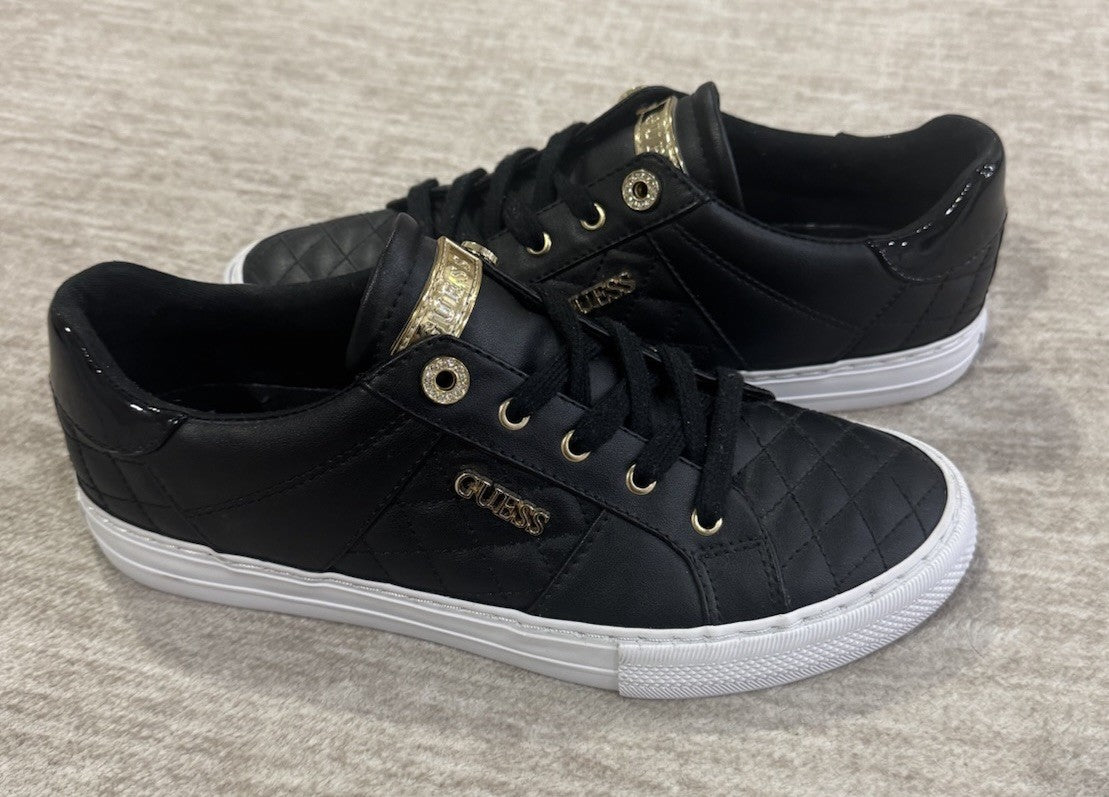 Guess GW Loven Womens Black/White/Gold Low Top Lace Casual Sneaker Size 9.5 M