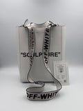 Off-White Sculpture Tote Bag Women White Leather Industrial Strap Luxury Handbag