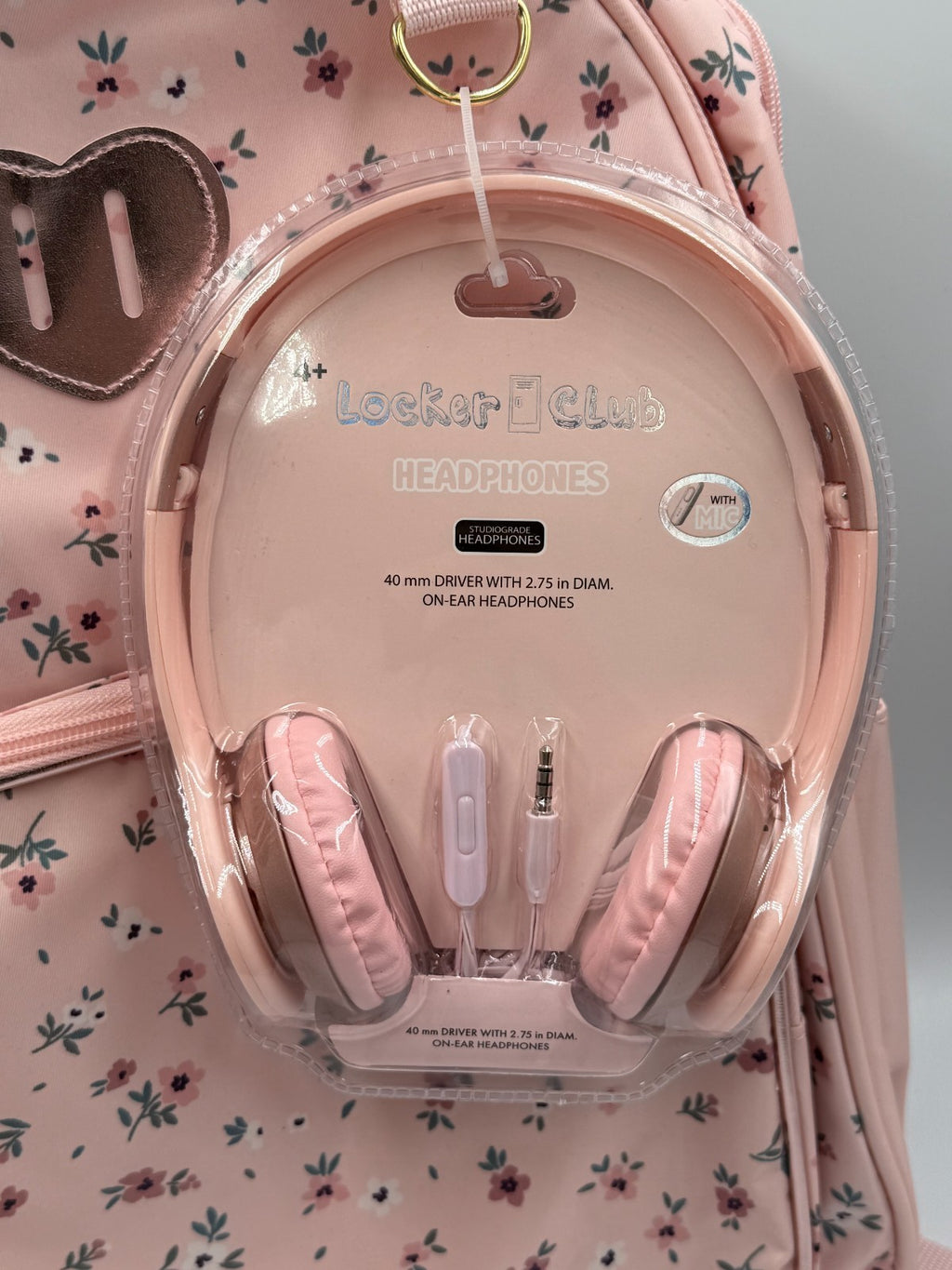 Locker Club Kids' 16L Nylon Backpack with Headphone Pencil Pouch - Assorted Pink