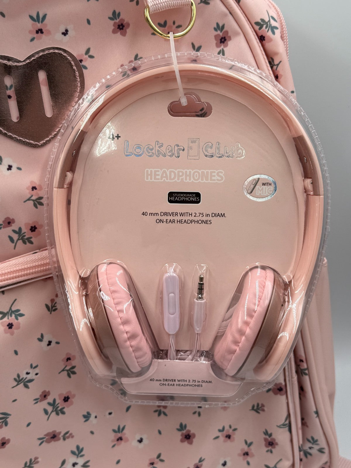 Locker Club Kids' 16L Nylon Backpack with Headphone Pencil Pouch - Assorted Pink