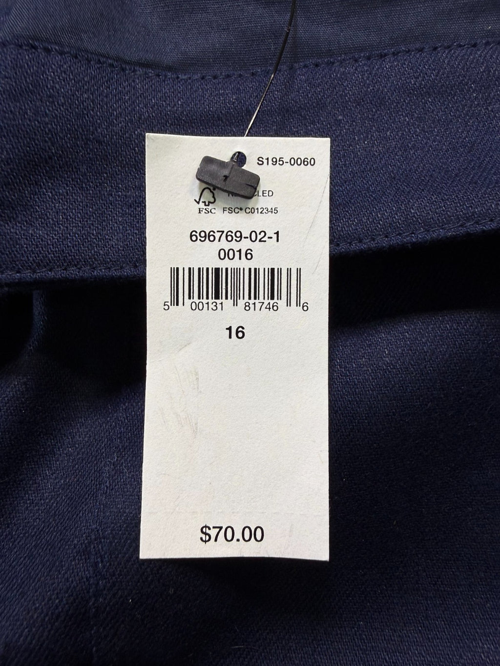 Banana Republic Button-Front Linen Blend A-Line Mini Skirt Women's 16 Navy Blue