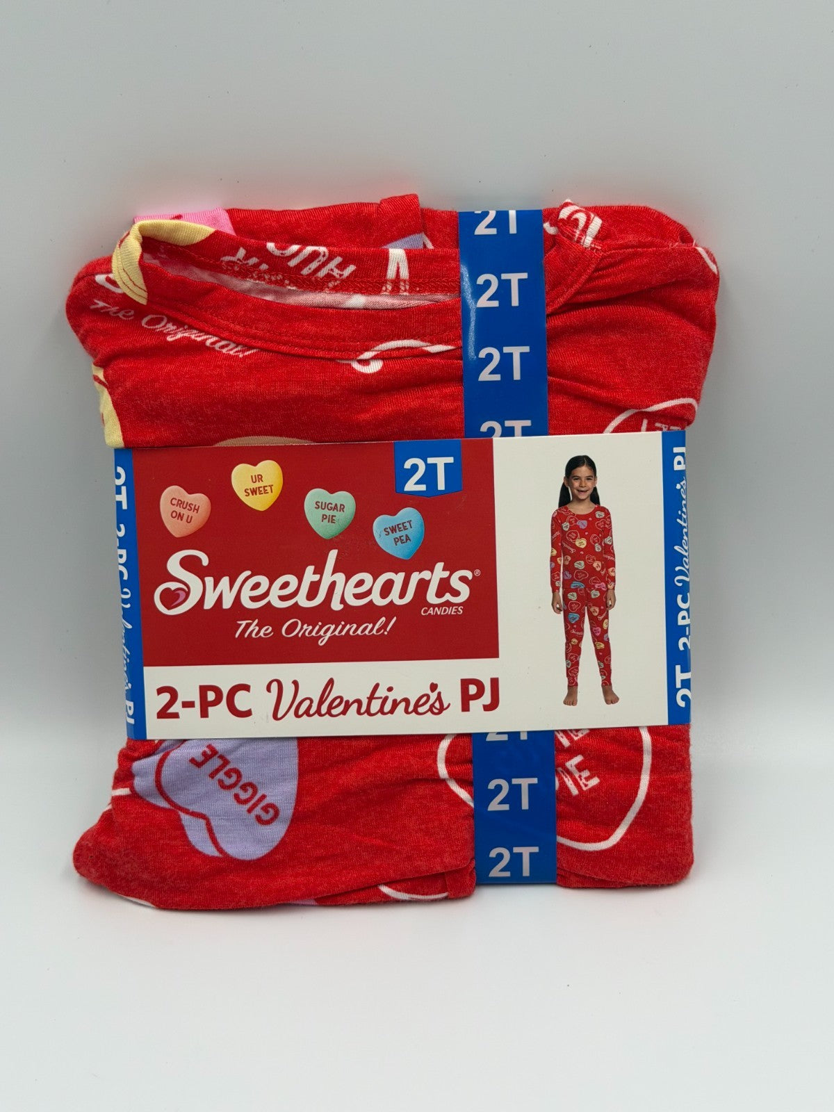 NWT Sweethearts Candies Hearts Valentine's Day 2-Piece Pajama Set Baby 2T Red