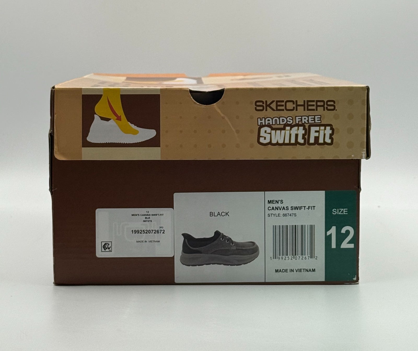 Skechers Canvas SWIFT Fit Slip-On Sneakers Men's 12 Black Low Top Running Shoes
