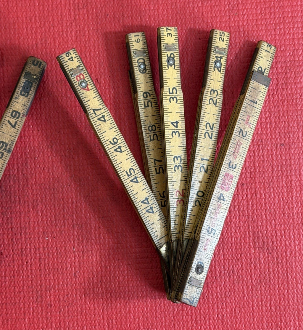 Vintage Lufkin X46 Folding Ruler 72" With Brass Extension LOT OF 2 Pc Made InUSA