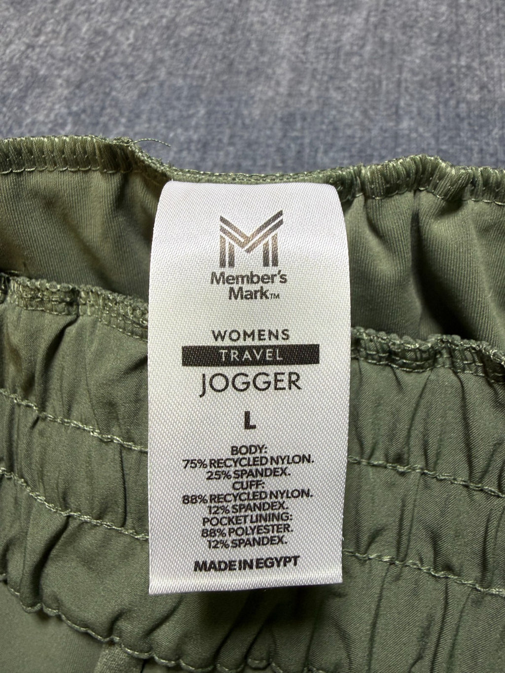 NWT Member's Mark Travel Joggers Women Large Olive Green Relaxed Fit Drawstring
