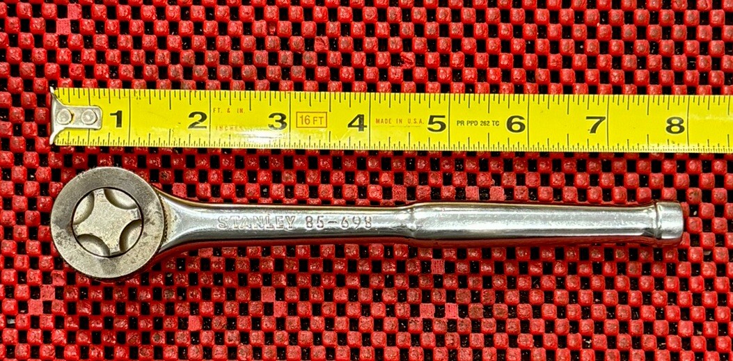 Vintage Stanley Tools No. 85-698 3/8” Drive Ratchet Thumbwheel Quick Release M8