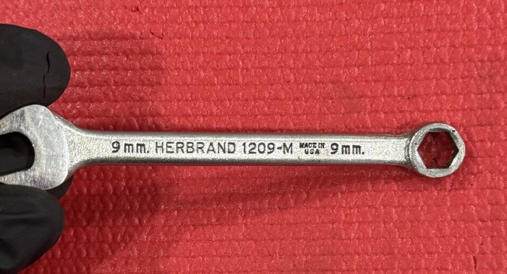 Vintage Herbrand Tools 1209-M 9mm 6 Point Combination Wrench Metric Made In USA