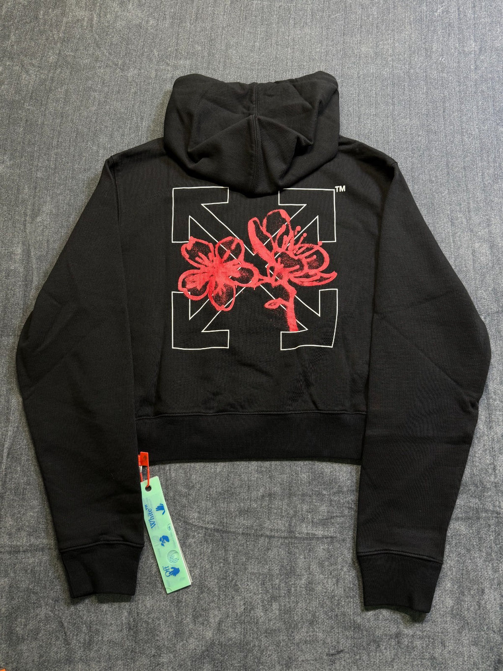 NWT Off-White Chinese New Year Cropped Hooded Sweatshirt Women's Small Black