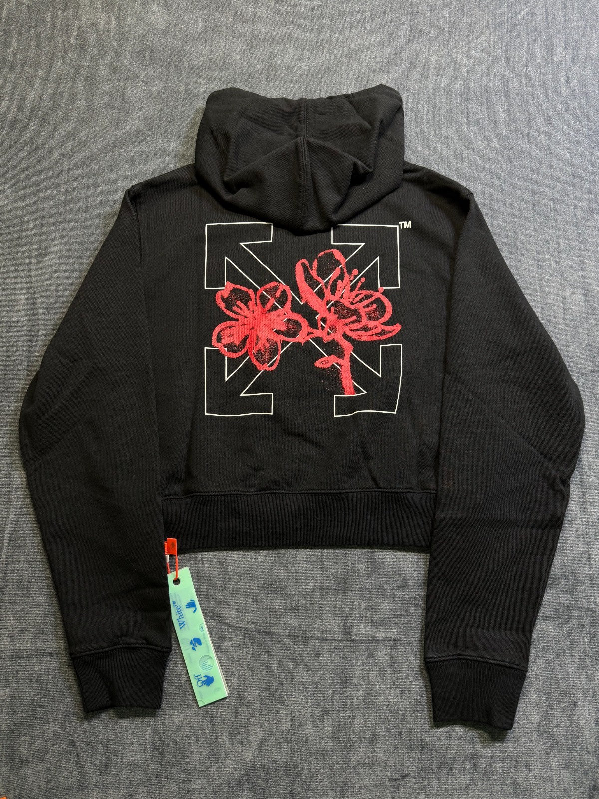 NWT Off-White Chinese New Year Cropped Hooded Sweatshirt Women's Small Black