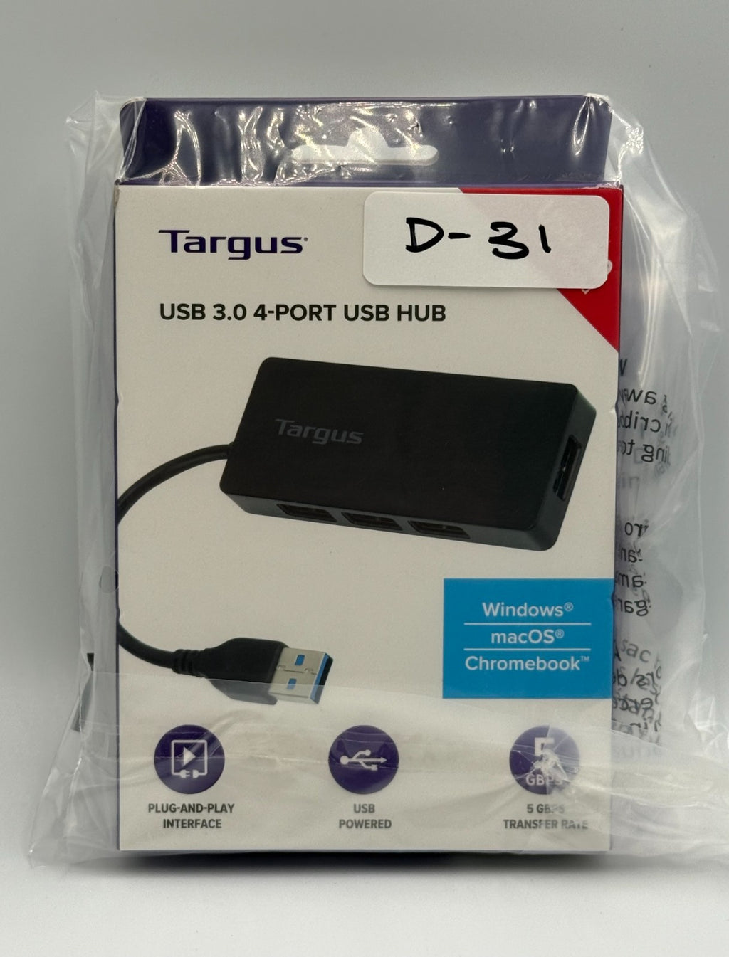 New Targus USB 3.0 4-Port USB Hub 5Gbps High Speed Data Splitter for Mac Windows