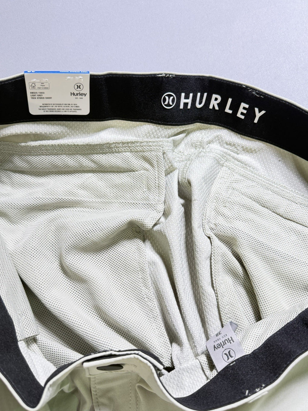 NWT Hurley All Day Hybrid Short Men's Size 38 Light Grey 4-Way Stretch Comfort