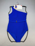 NWT Loft Asymmetrical Textured One-Piece Swimsuit Women's XL Blue Summer Beach