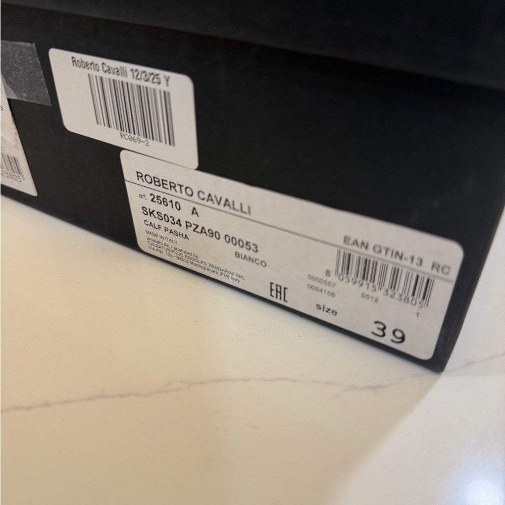 Roberto Cavalli Cream Calf Low Sneakers