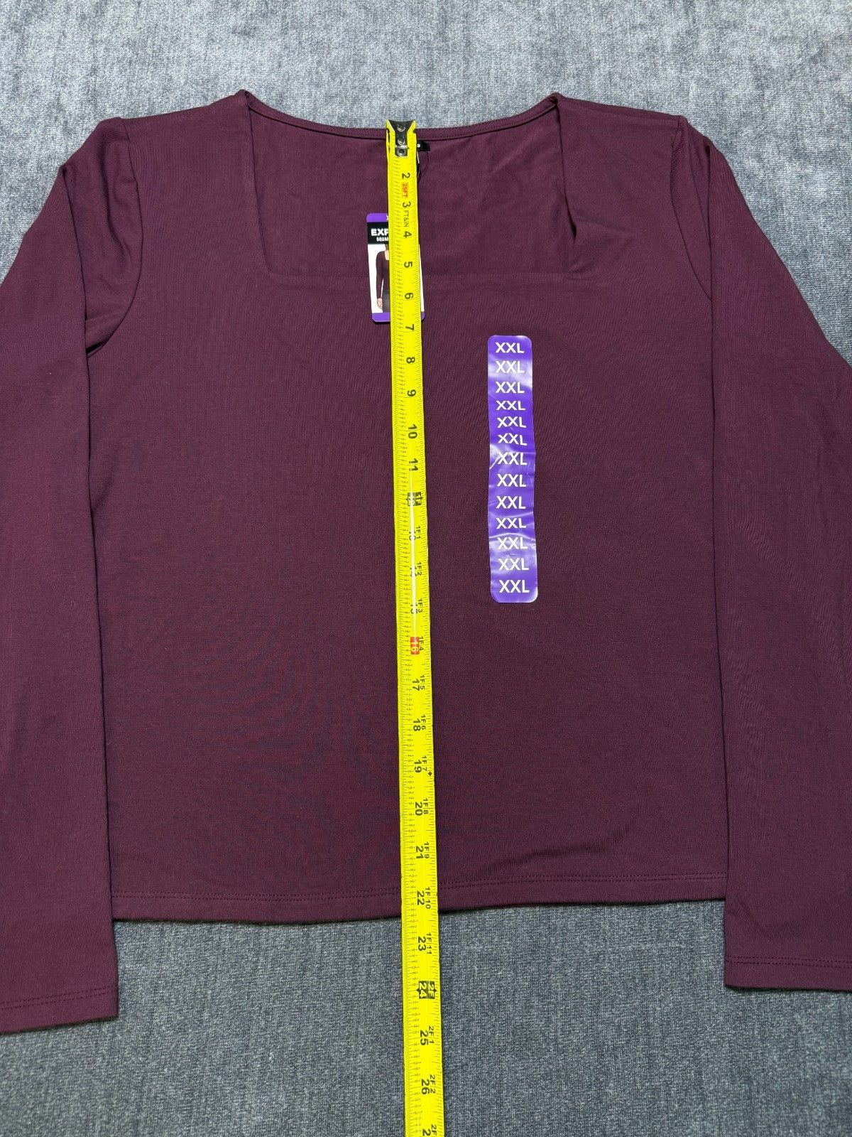 Express Square Neck Top Women's 2XL Purple Soft Stretch Long Sleeve Casual Wear
