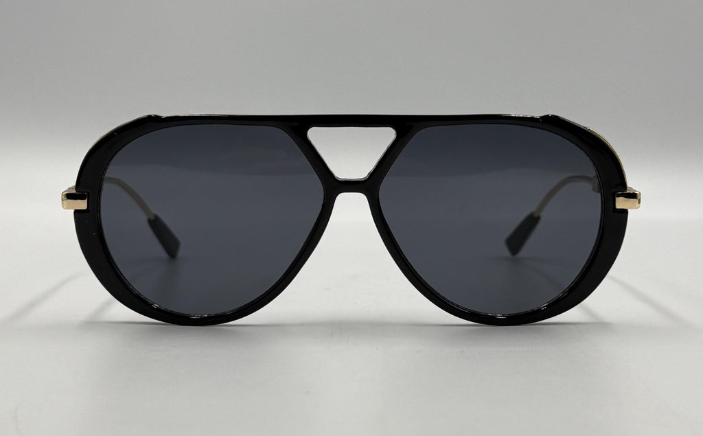 Mincl Double Bridge Oversized Retro Fashion Pilot Sunglasses Unisex with Case
