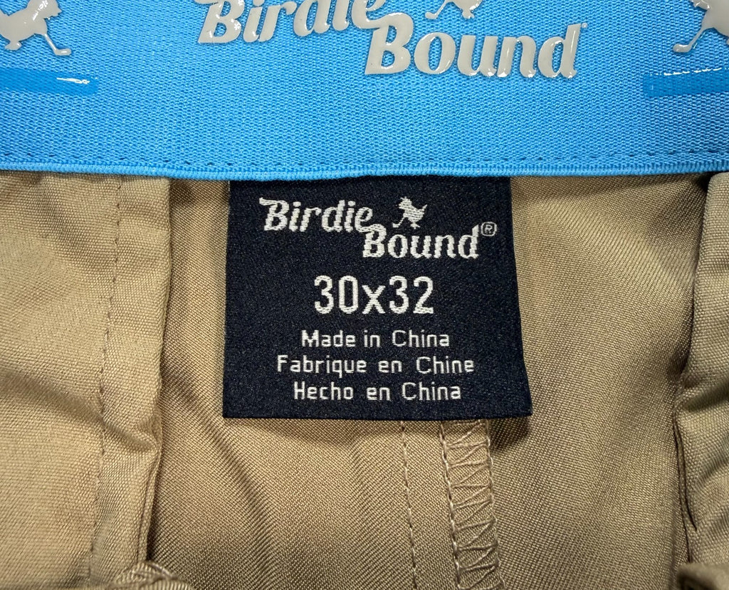NWT Birdie Bound Straight Leg Pants Mens 30x32 Beige Flex Waist Golf Performance