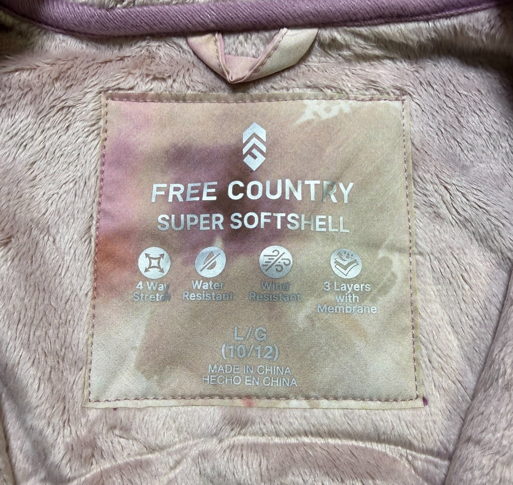 NWT Free Country Super Softshell Jacket Girls Large 10-12 Pink Full-Zip Gorpcore