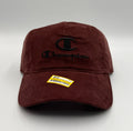 NWT Champion Corduroy Dad Hat Maroon Black Embroidered Adjustable Snapback Cap