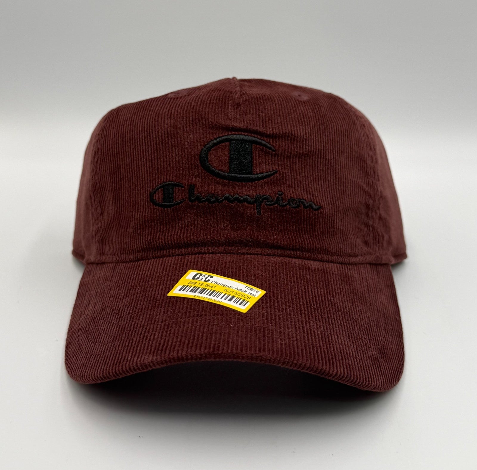 NWT Champion Corduroy Dad Hat Maroon Black Embroidered Adjustable Snapback Cap