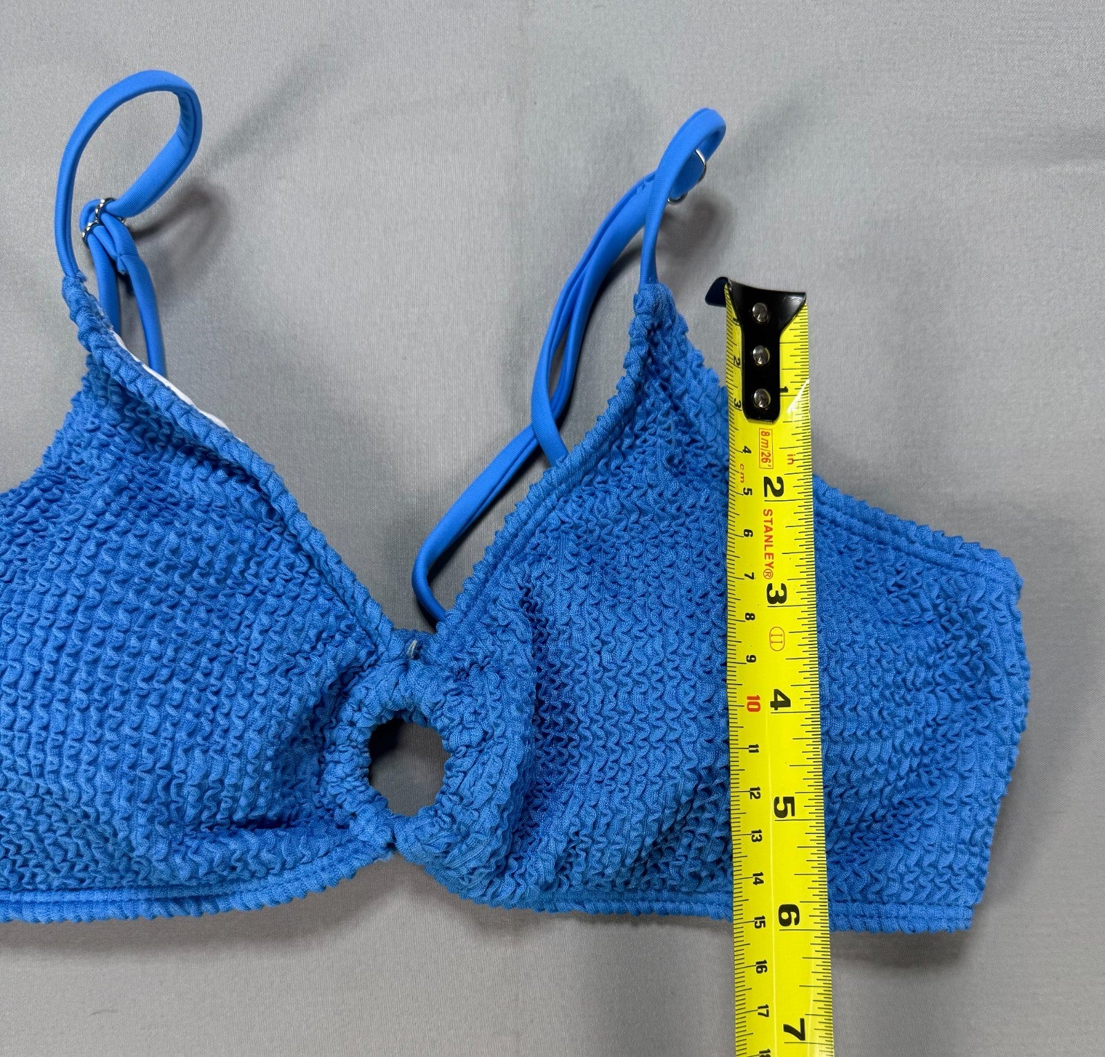 SHEIN Smocked Ring Linked Bikini Set Women Small Blue Textured High Cut Swimsuit