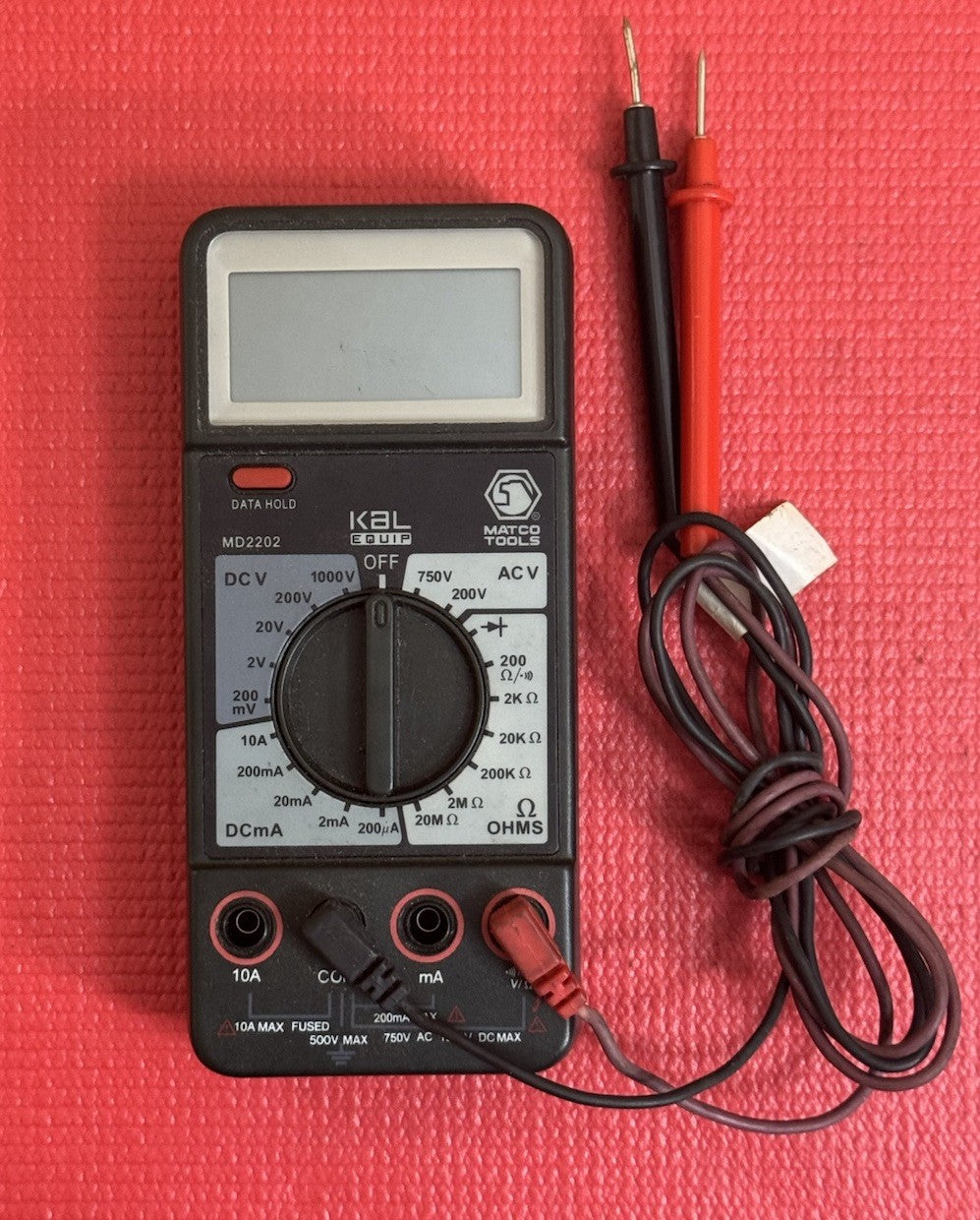 Matco Tools MD2202 1000V 10A Advanced Portable Digital Multimeter Works Great