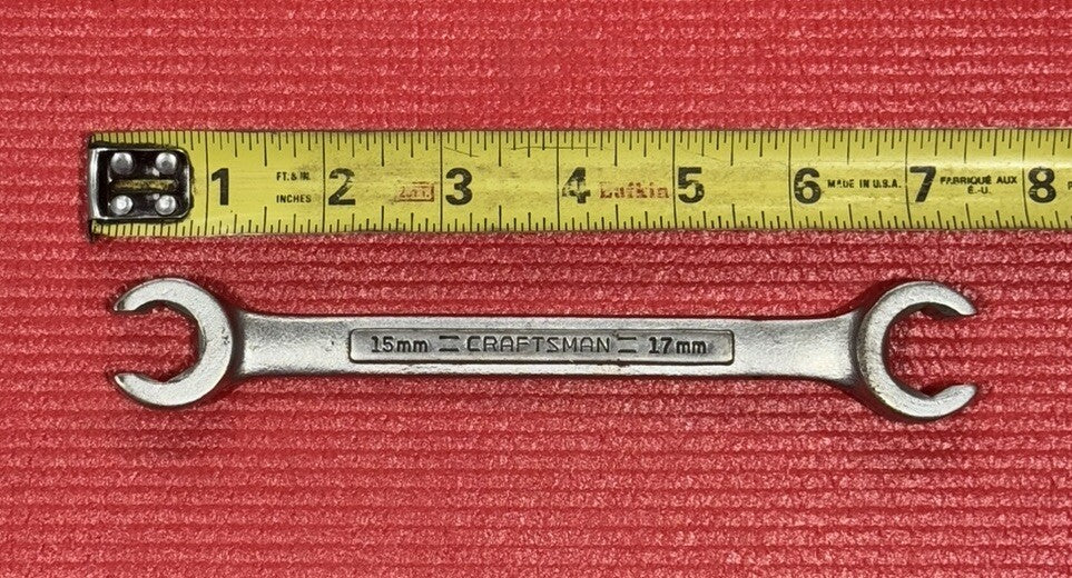 Craftsman Tools V 44178 15mm x 17mm Metric Double Flare Nut Wrench 6 Point USA