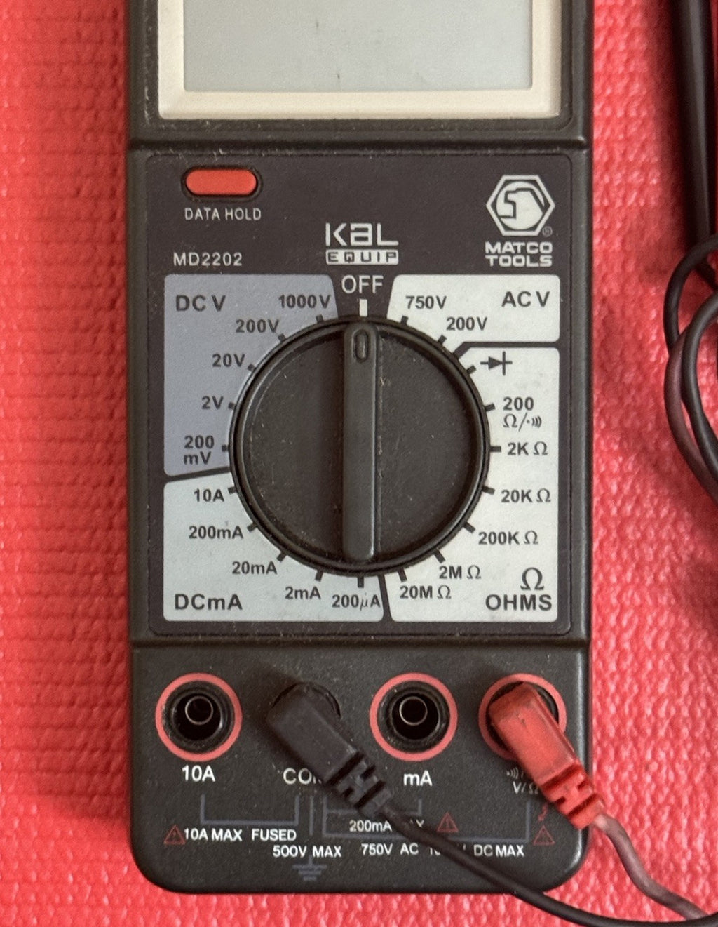 Matco Tools MD2202 1000V 10A Advanced Portable Digital Multimeter Works Great