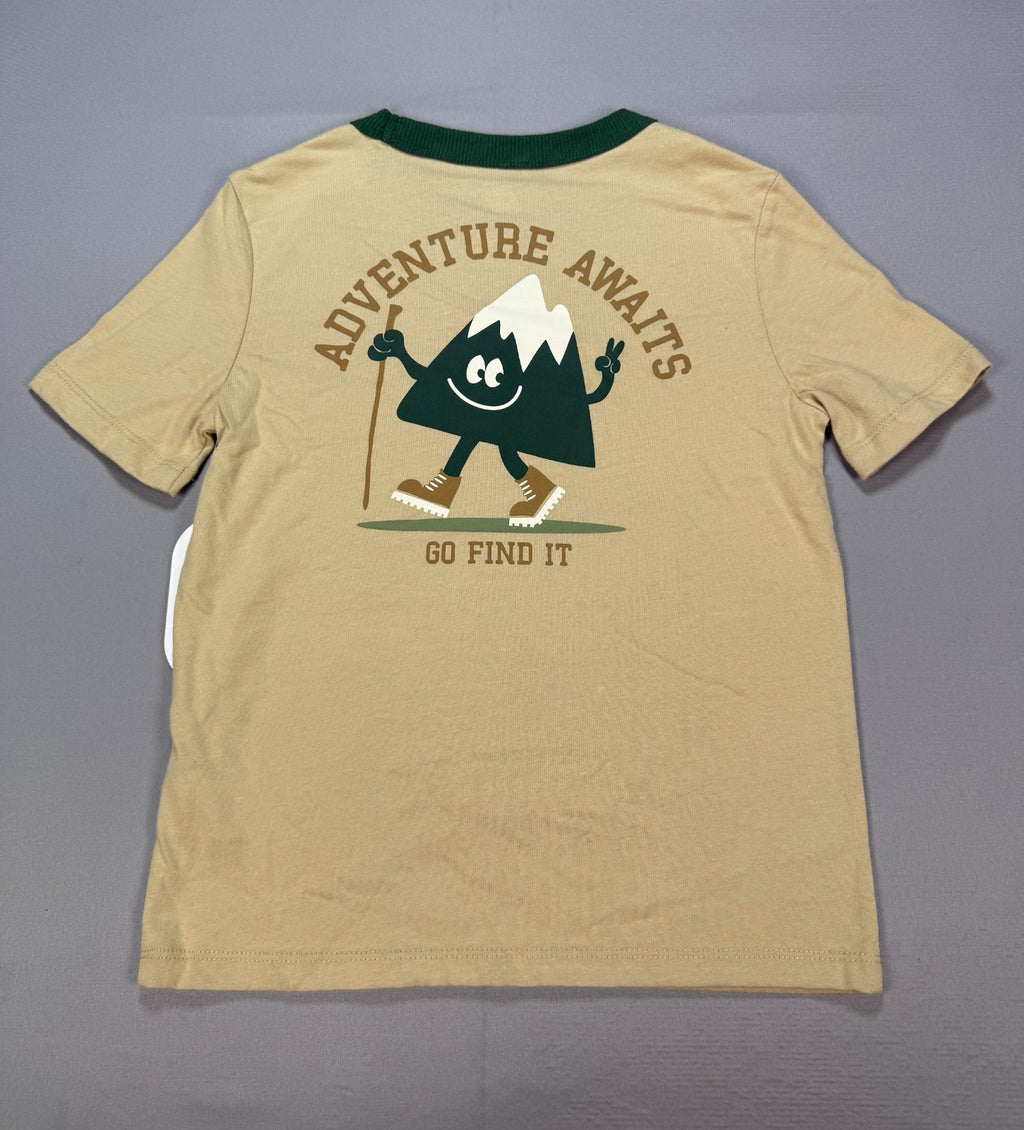 NWT Wonder Nation Adventure Graphic Tee Shirt Boys 7 Beige Short Sleeves Summer