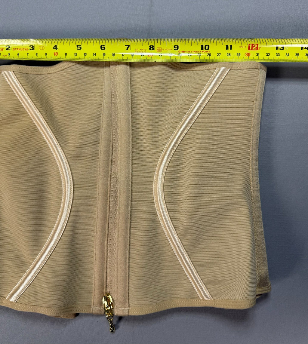 Womens Waist Trainer Corset Medium Beige Zipper Hook Tummy Control Body Shaper