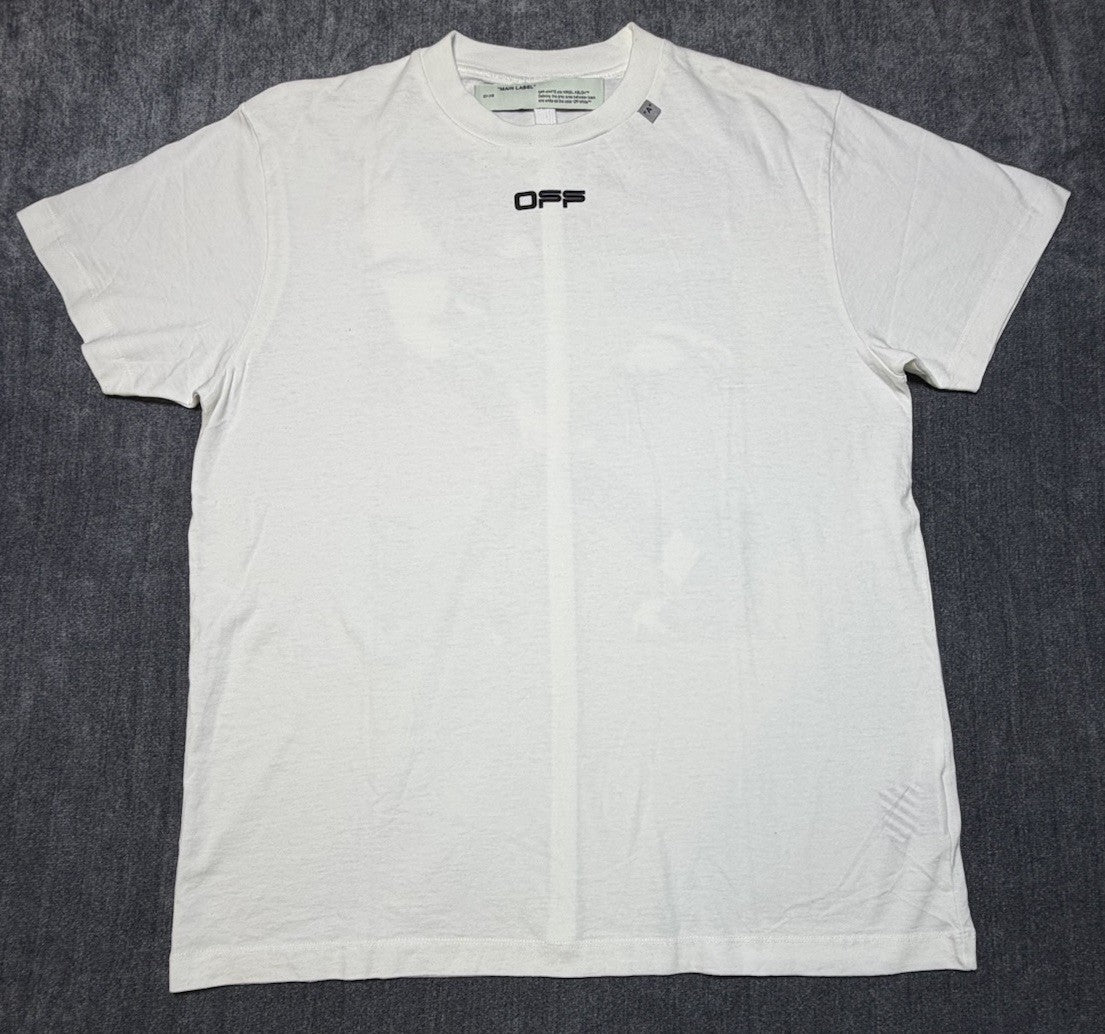 Off-White White Printed Cotton Crew Neck Oversized- XXS TShirt