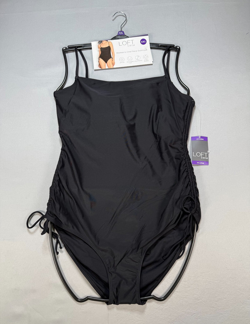 NWT Loft Swim One-Piece Swimsuit Women's 2XL Black 4-way Stretch Summer Beach