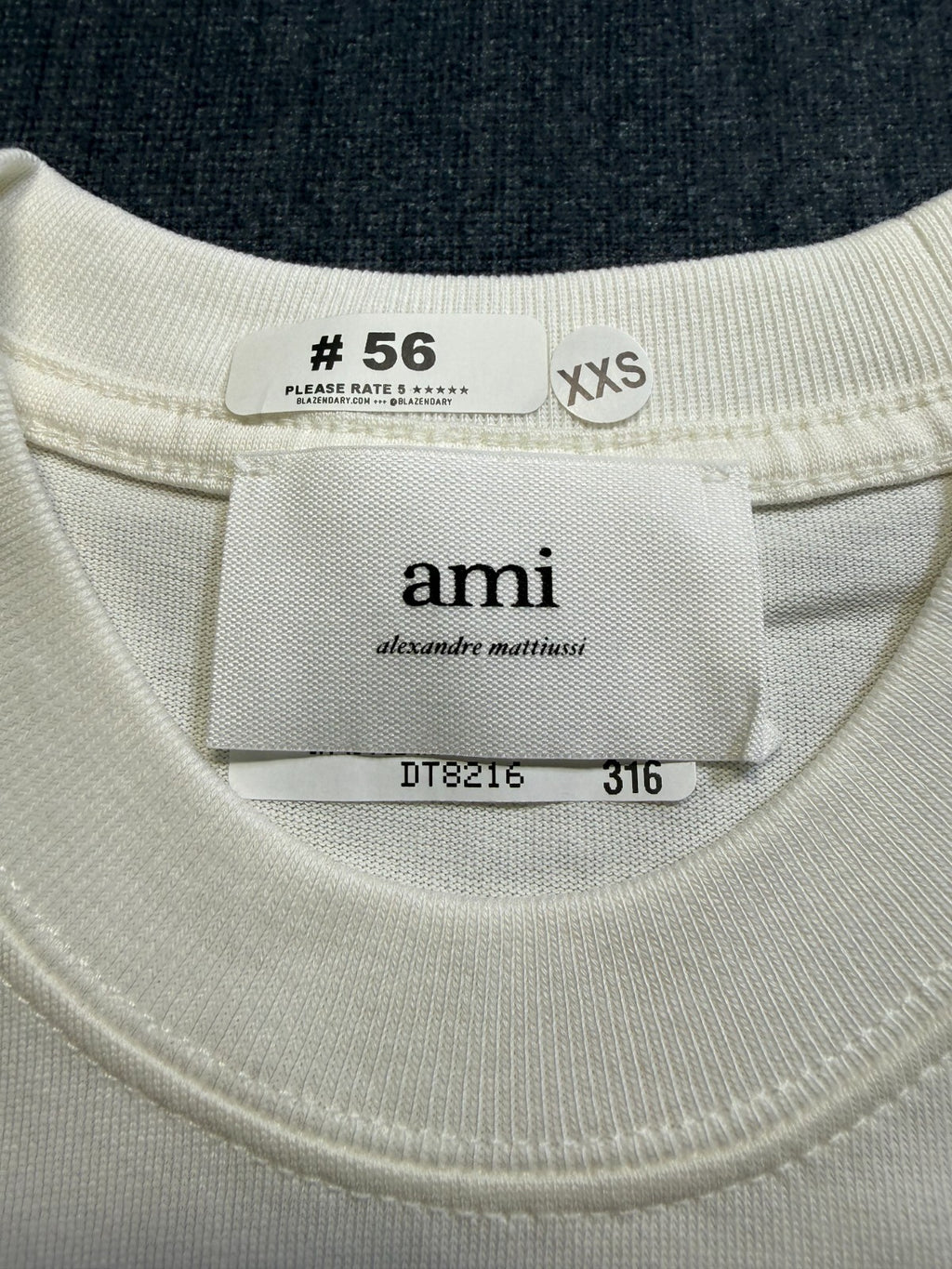 NWT AMI Paris Ami de Cœur T-Shirt Men's 2XS White Logo Embroidered Short Sleeve