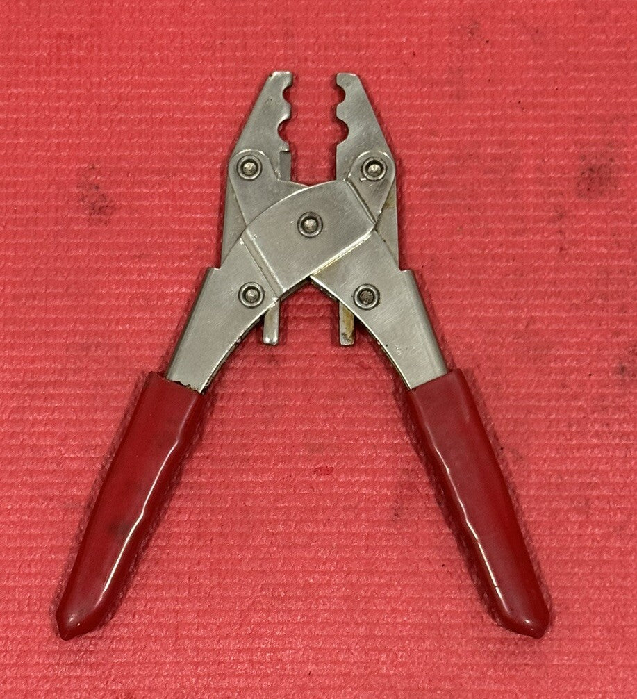 Vintage Professional Hex Coaxial Cable Crimping Connector Tool Red Coated Handle