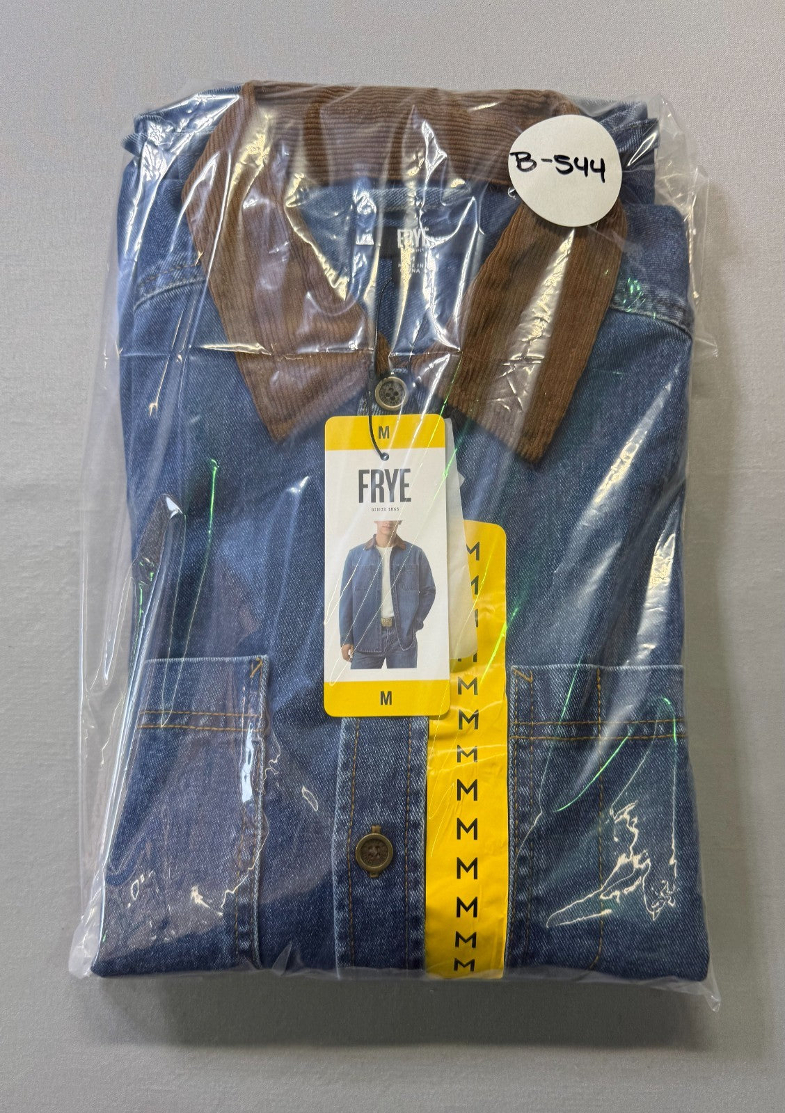 NWT Frye Denim Barn Shacket Men's Medium Blue Long Sleeve Button Flap Pockets