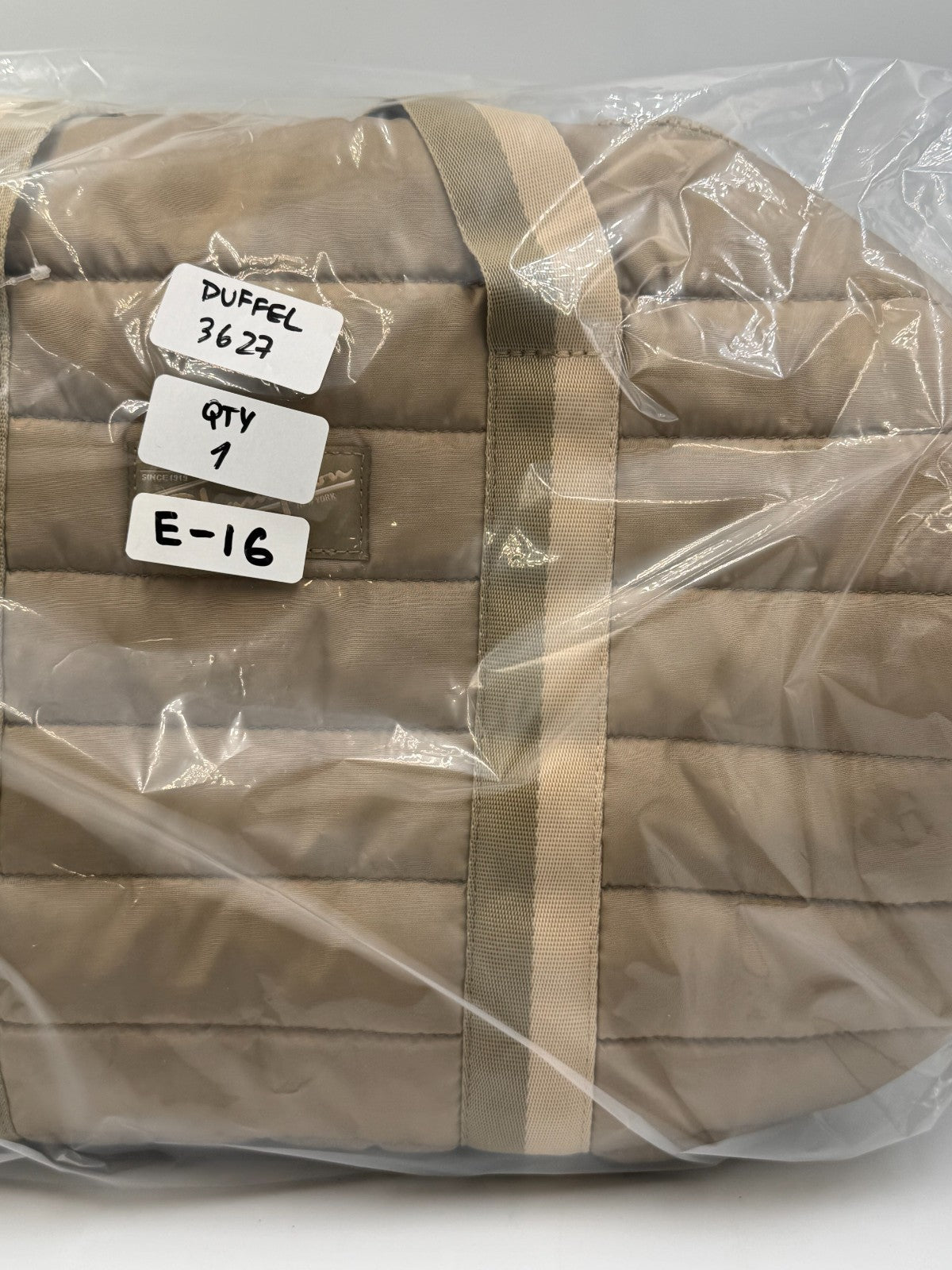 NWT Champion Billie Quilted Duffel Bag Beige Puffer Weekender Gym Travel Tote