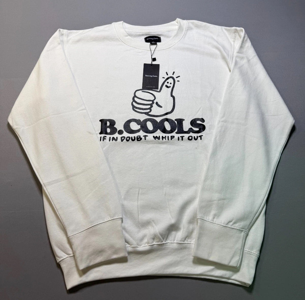 NWT B.Cools Barney If In Doubt Whip It Out Pullover Sweatshirt Men's Large White