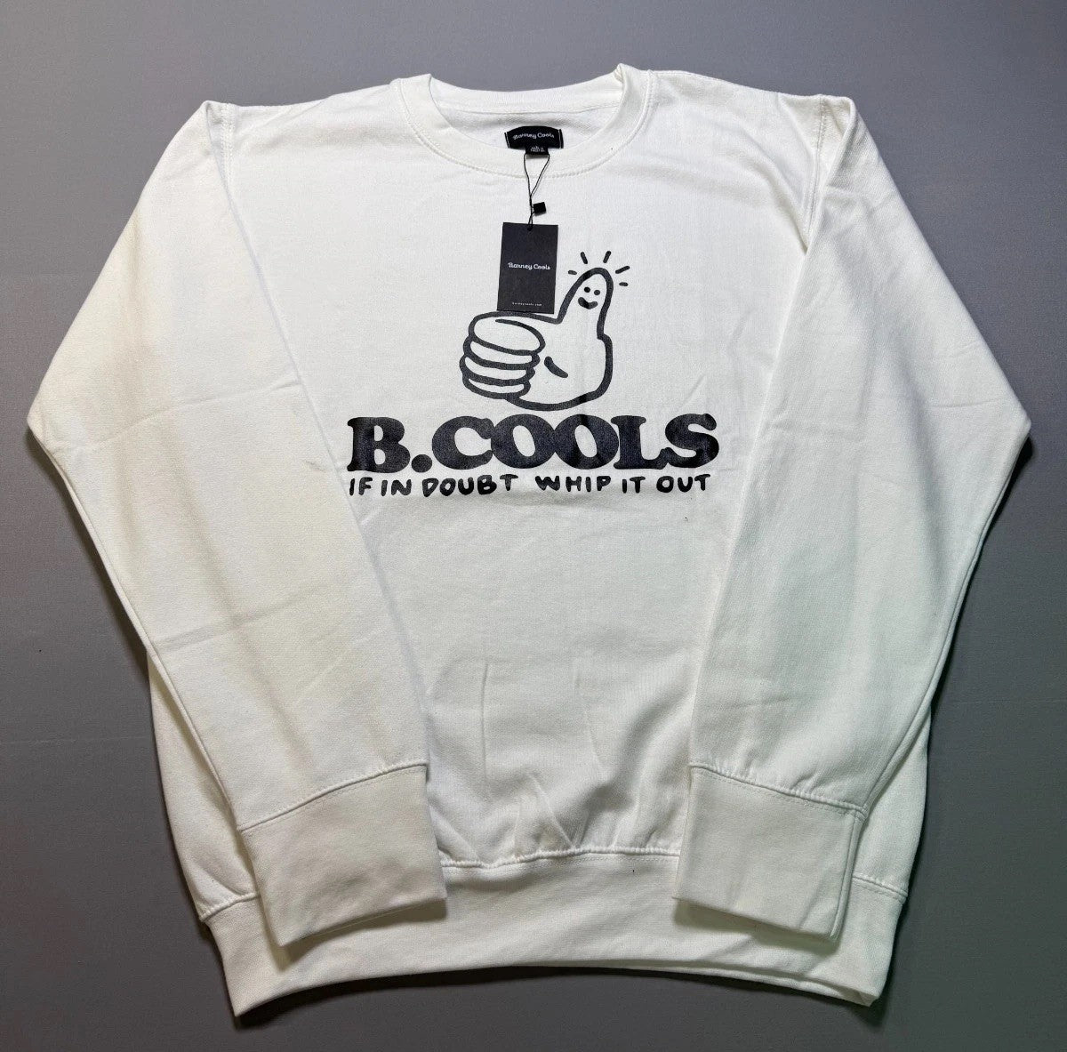 NWT B.Cools Barney If In Doubt Whip It Out Pullover Sweatshirt Men's Large White
