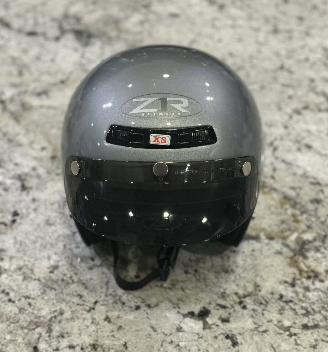 Z1R Open Face Helmet Gloss Silver, Unisex Size XS DOT Motorcycle Helmet NEW